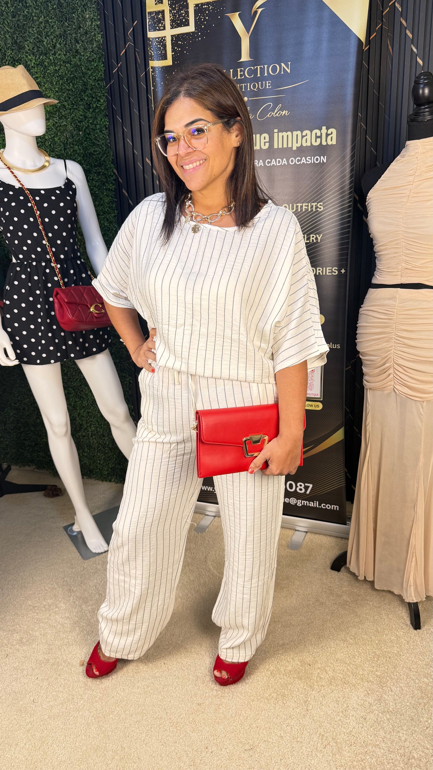 City Chic Striped Set – Ivory