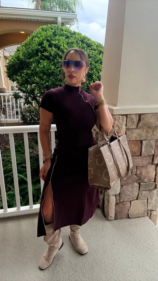 Violet Zipper Midi Dress