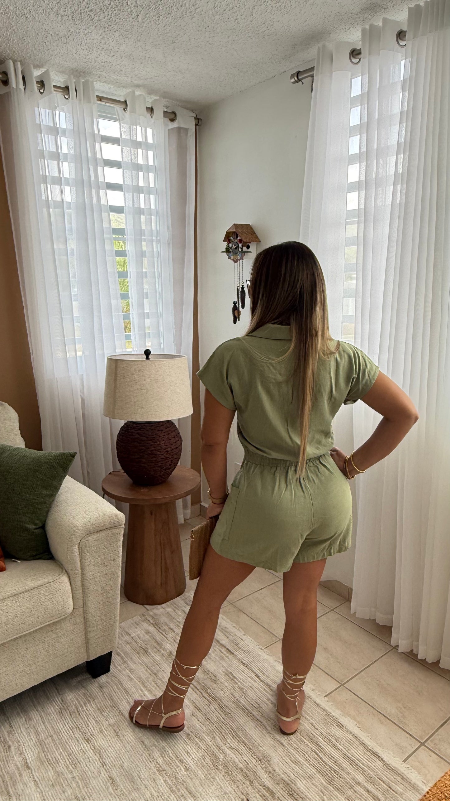 Romper Linen Chic – sage