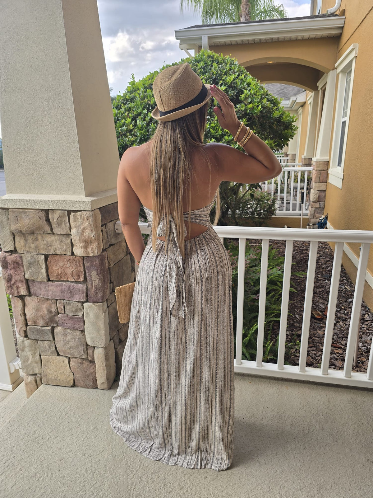 Natural Breeze Halter Maxi Dress
