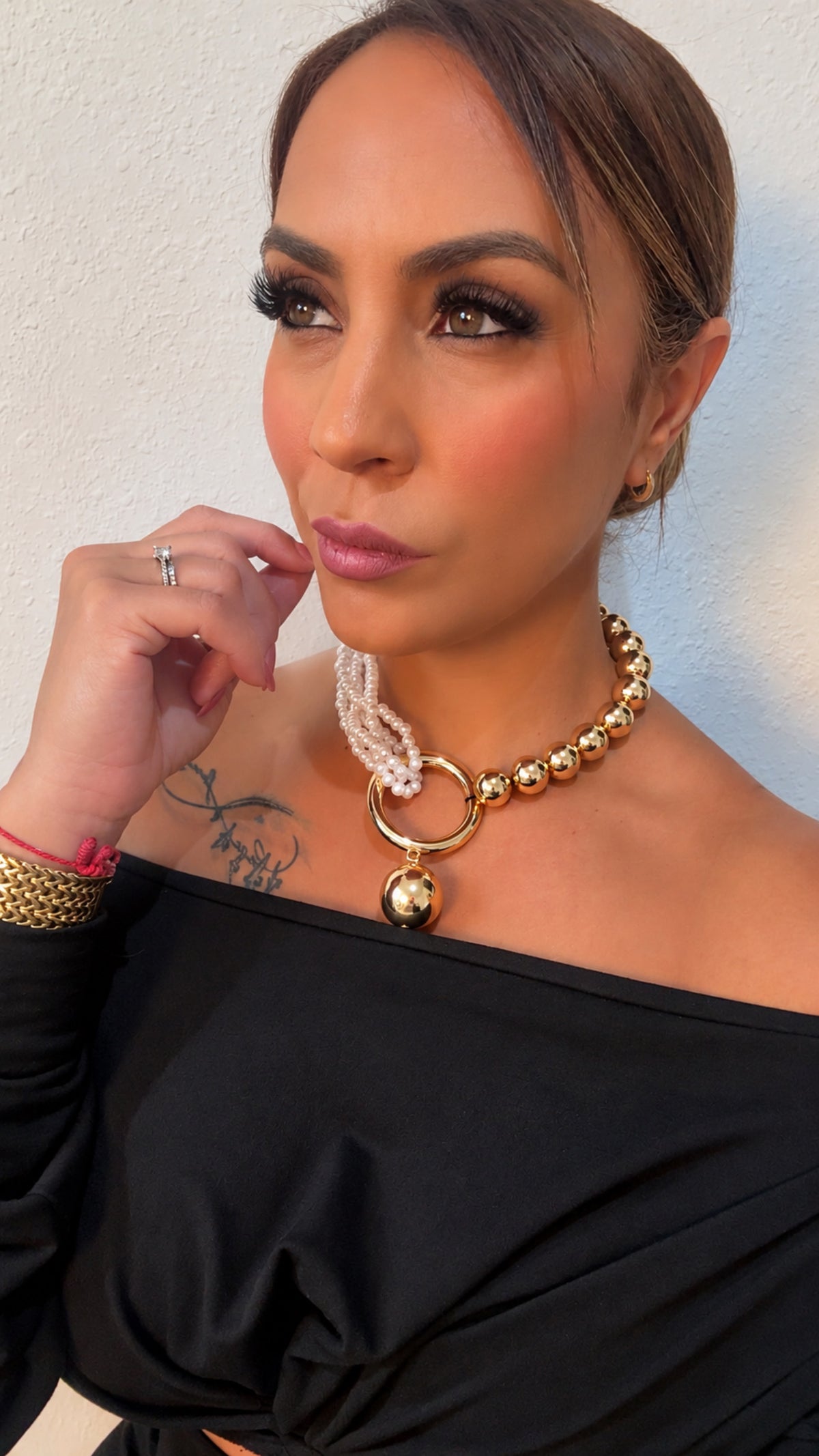 Golden Pearl Statement Necklace