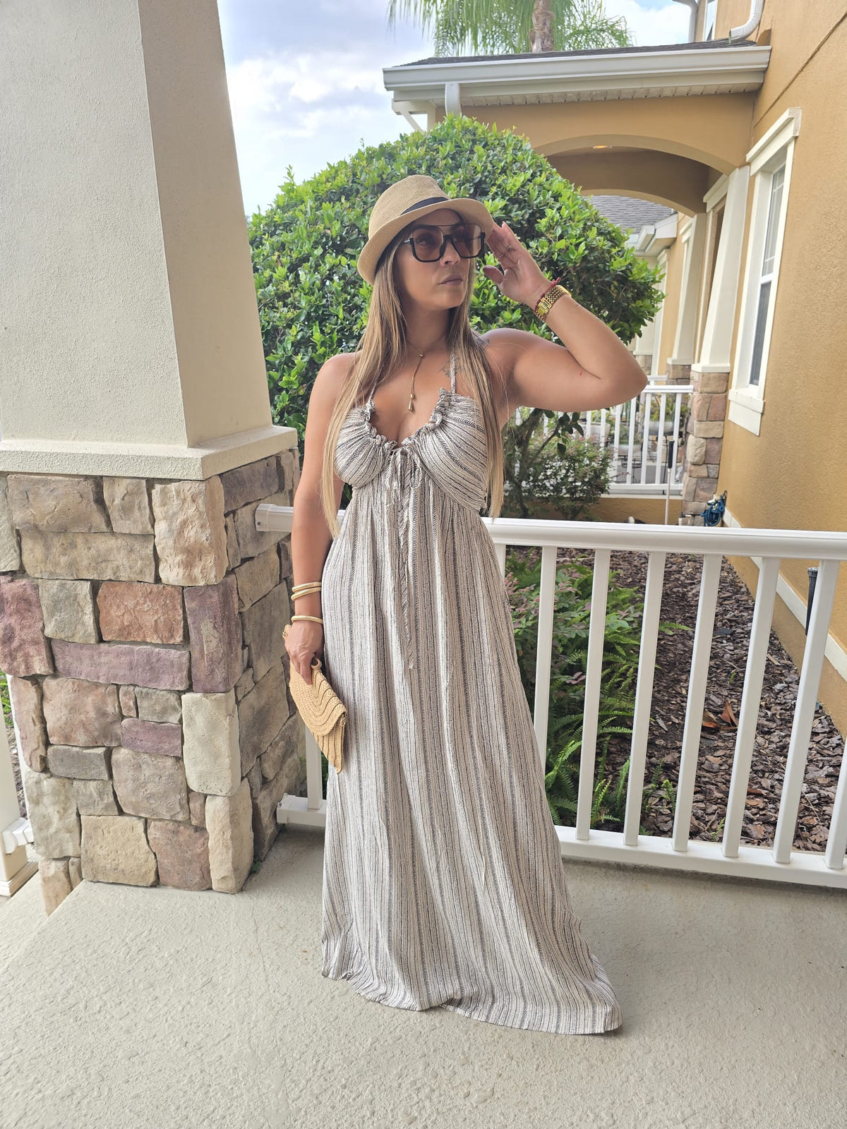 Natural Breeze Halter Maxi Dress