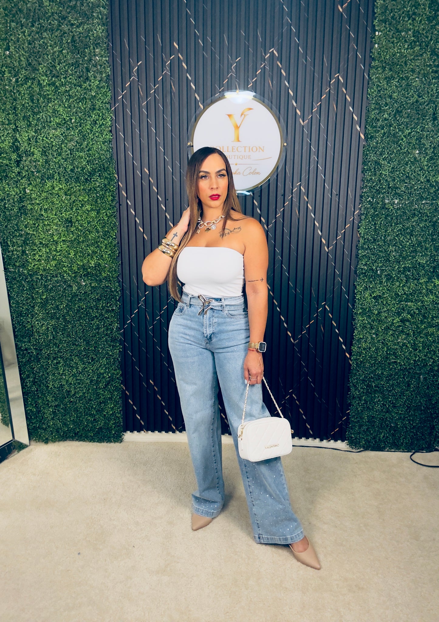 Jean Wide Leg Crystal Glow (Puesto en Small)