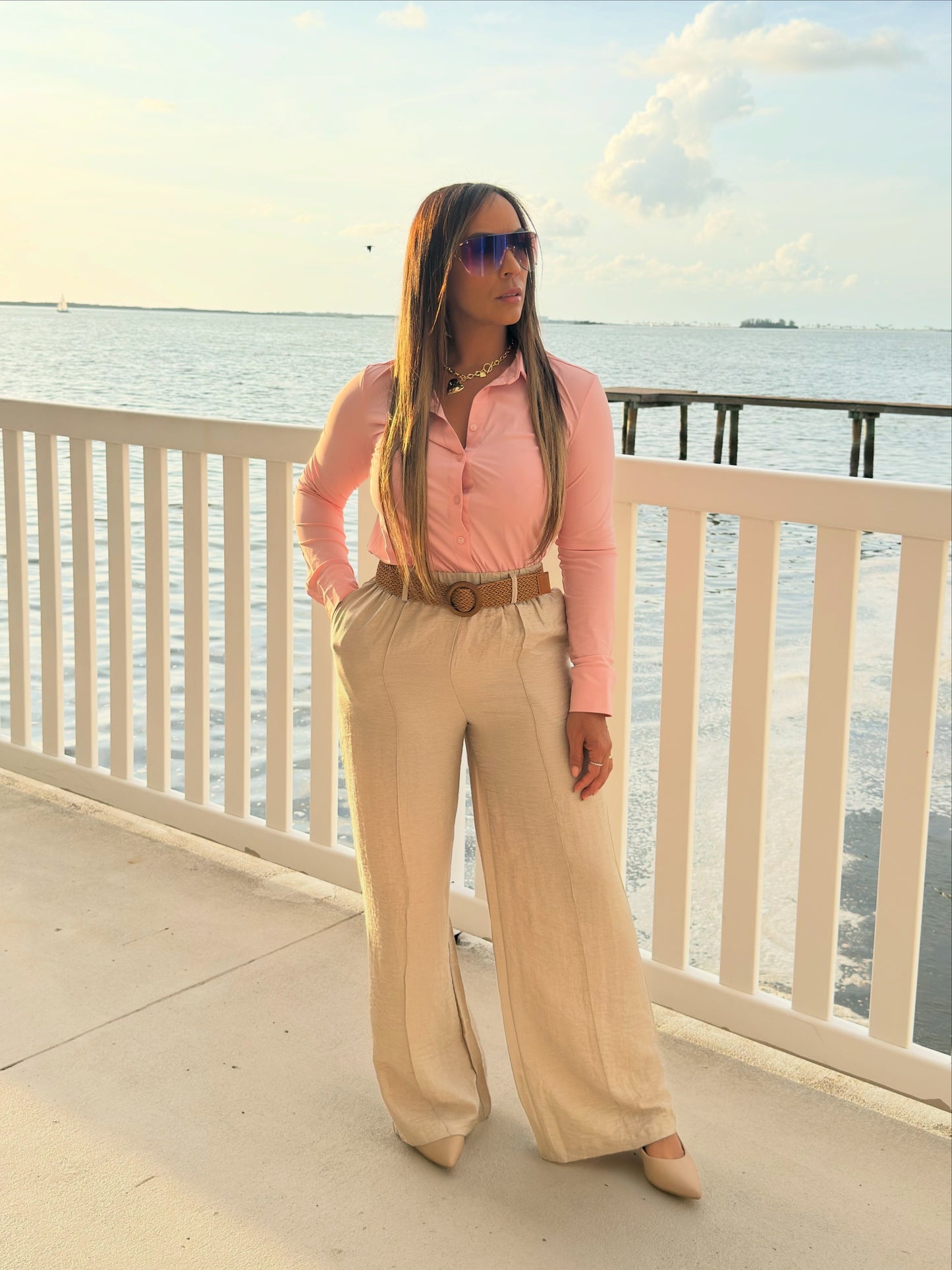 Pantalón Palazzo Linen Chic – Crema