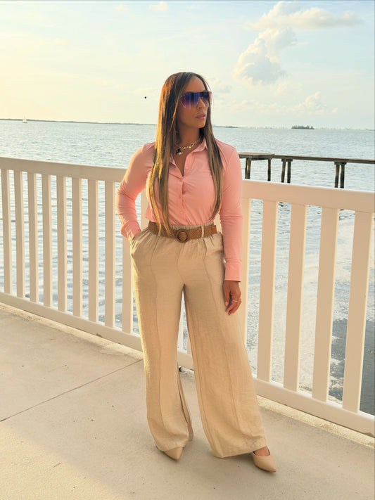 Pantalón Palazzo Linen Chic – Crema