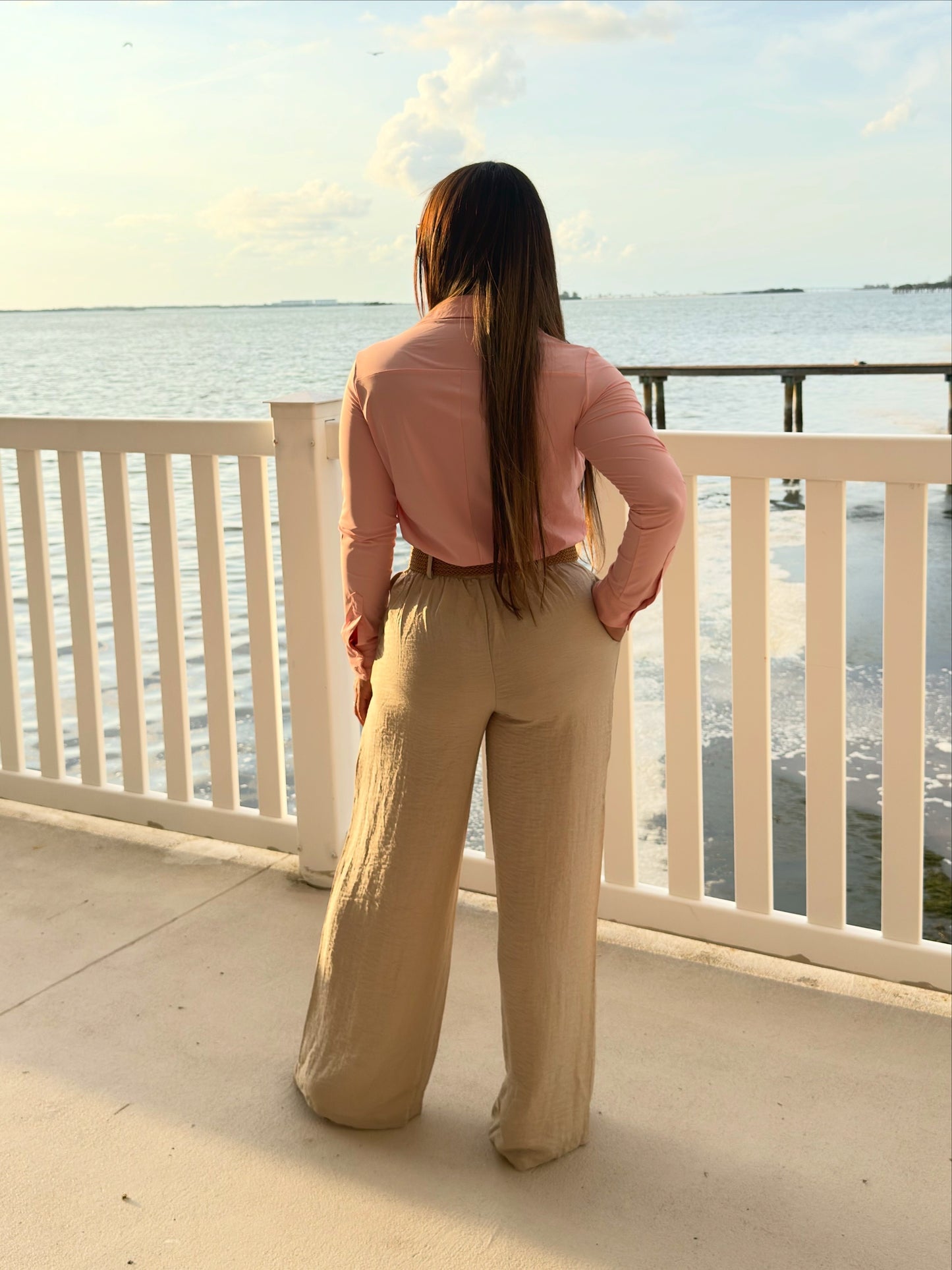 Pantalón Palazzo Linen Chic – Crema